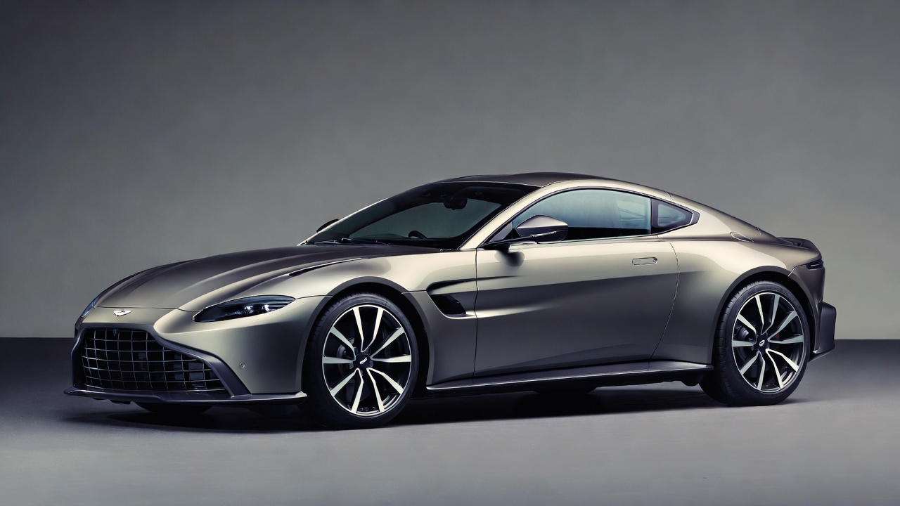 Aston Martin Vantage V8 exterior design with sculpted body and wide stance.