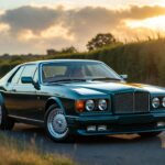 Bentley Continental R parked on a scenic countryside road showcasing its classic grand touring design.