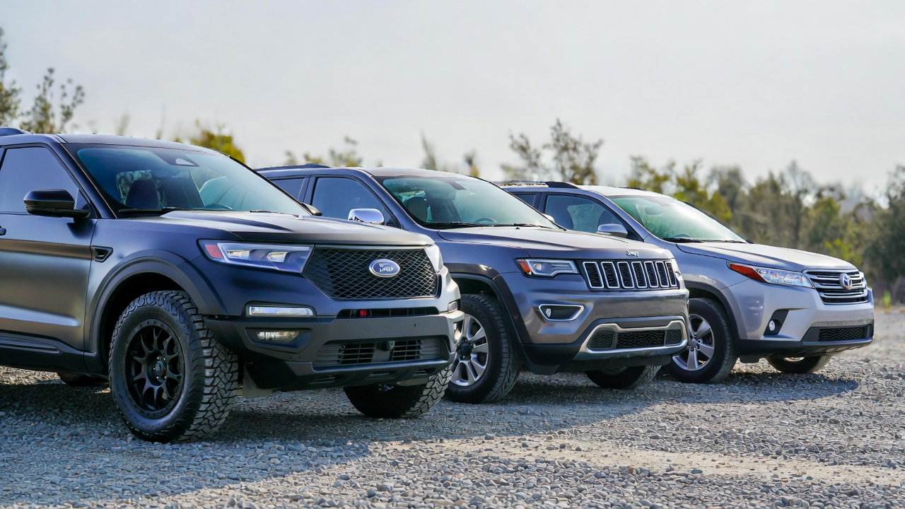 Ford Explorer Tremor compared with Jeep Grand Cherokee and Toyota Highlander.