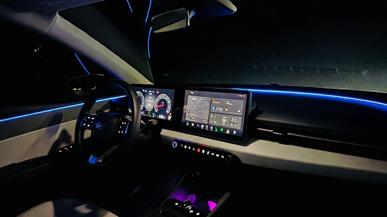 Hyundai Verna facelift night interior with digital instrument cluster.