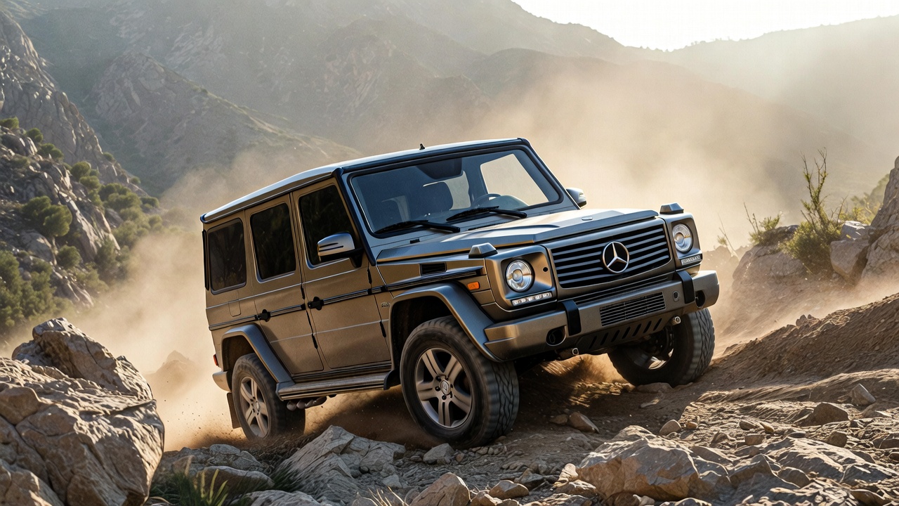 Mercedes G-Wagon W463 climbing rocky terrain demonstrating off-road capability.