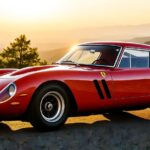 Red Ferrari 250 GTO (1962) Car parking infront of Hill/Mountain and improve it's Beauty Jungle in Background front view