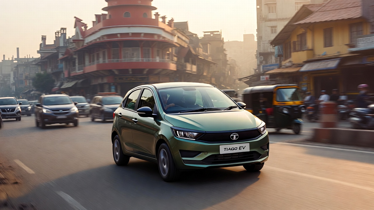 Tata Tiago EV in daily city driving conditions.