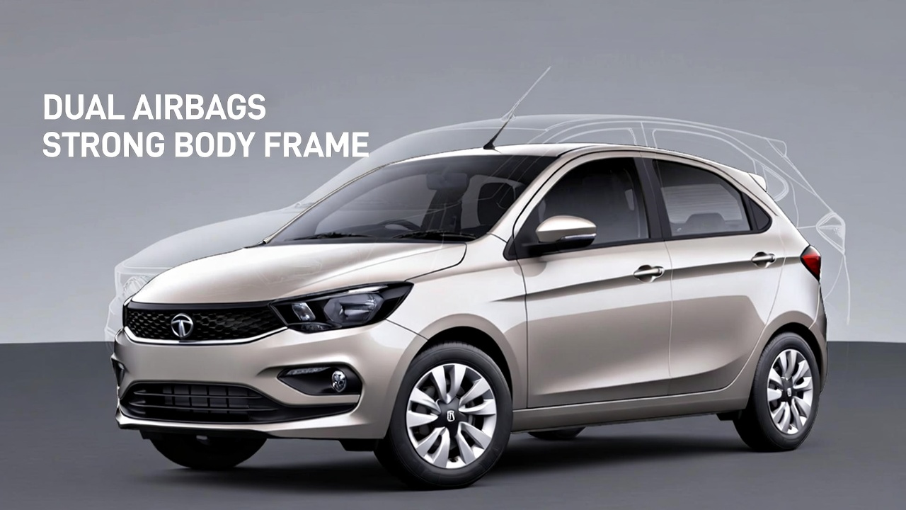 Tata Tiago safety features including airbags and strong body structure.