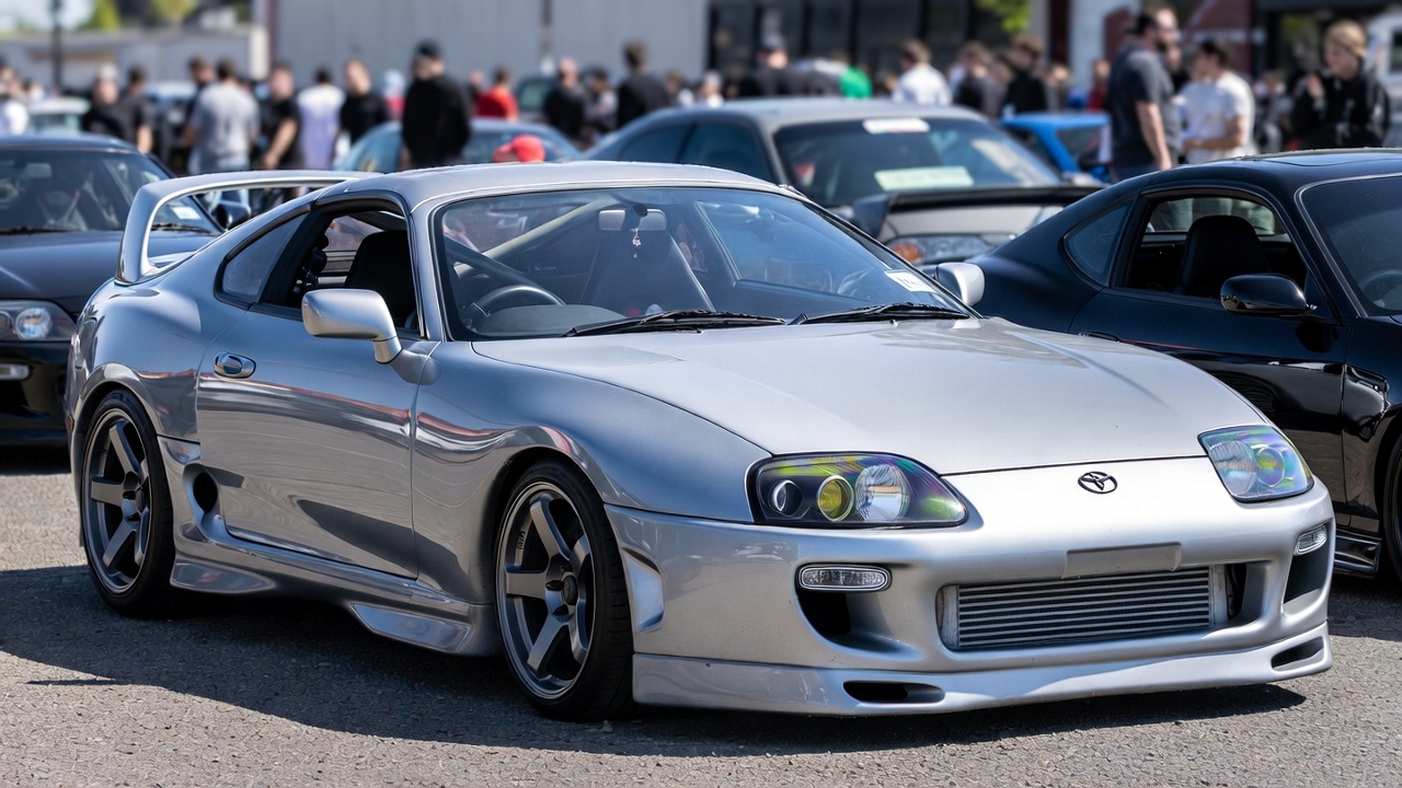 Modified Toyota Supra Mk4 showing tuning and performance upgrades.