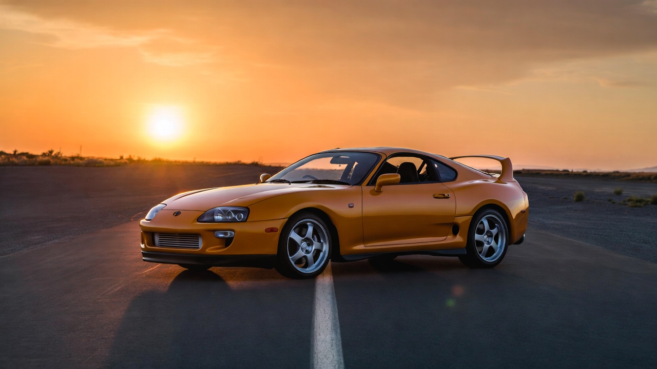 Toyota Supra Mk4 A80 legendary Japanese sports car front view.