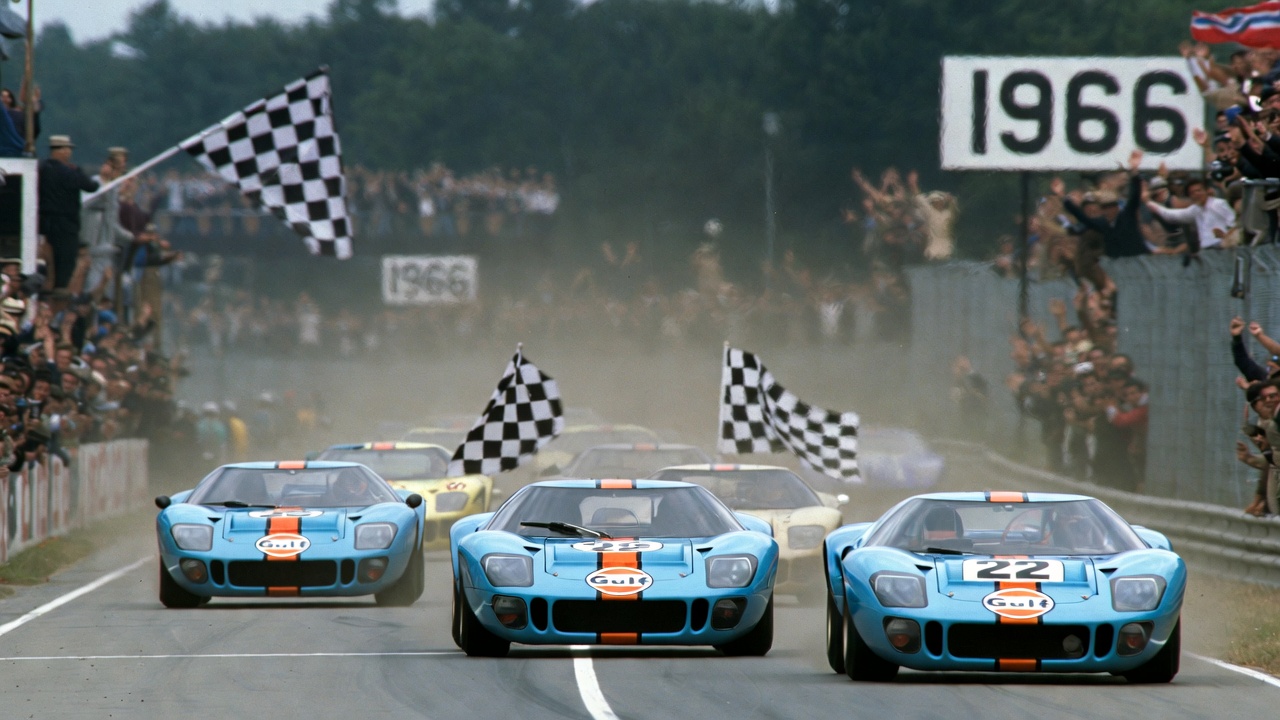 Ford GT40 historic 1-2-3 finish at the 1966 24 Hours of Le Mans.