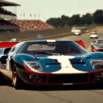 Ford GT40 racing at Le Mans, legendary American endurance race car from the 1960s