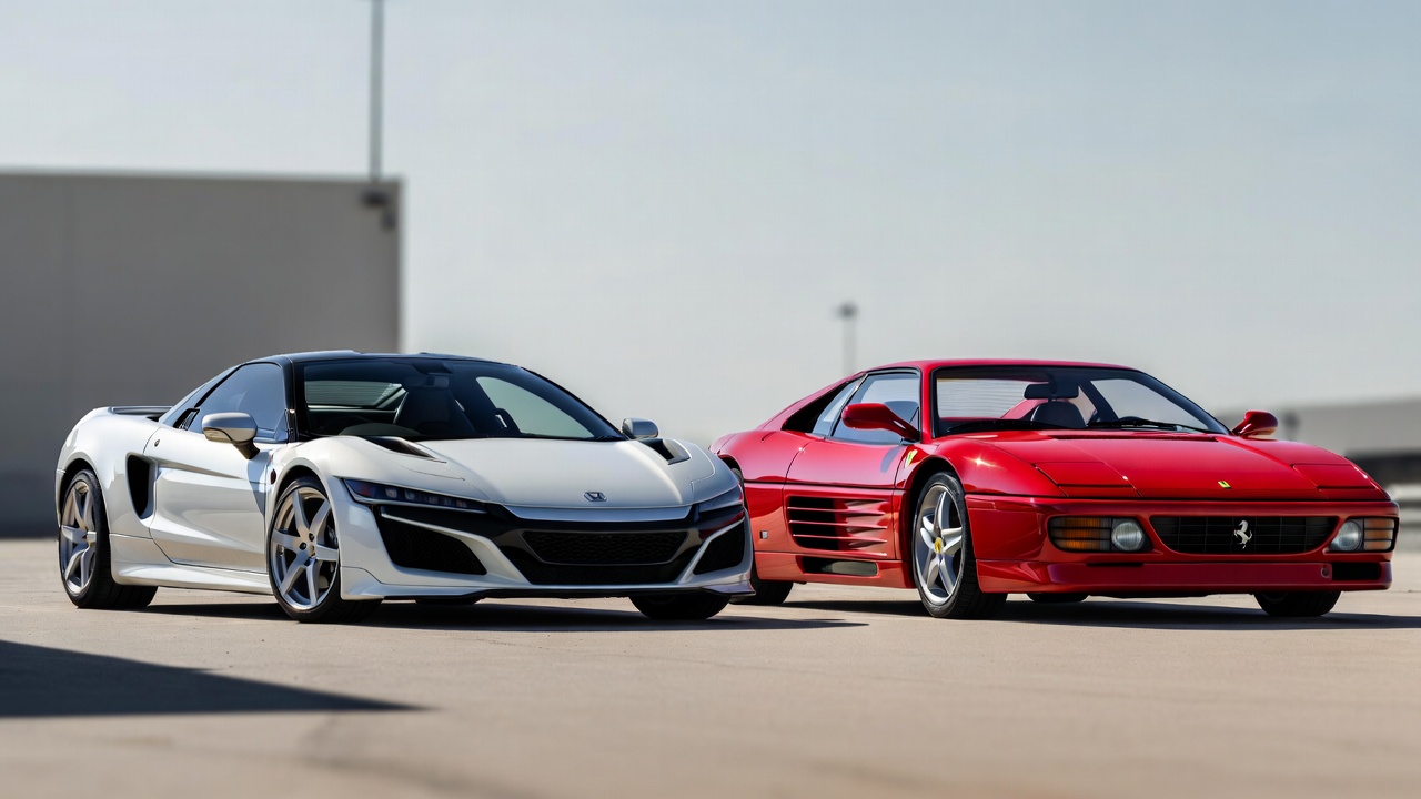 "Honda NSX compared with Ferrari 348 highlighting supercar rivalry"