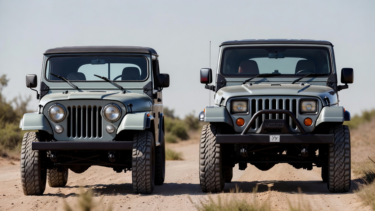 "Jeep CJ vs Jeep Wrangler YJ design evolution comparison"