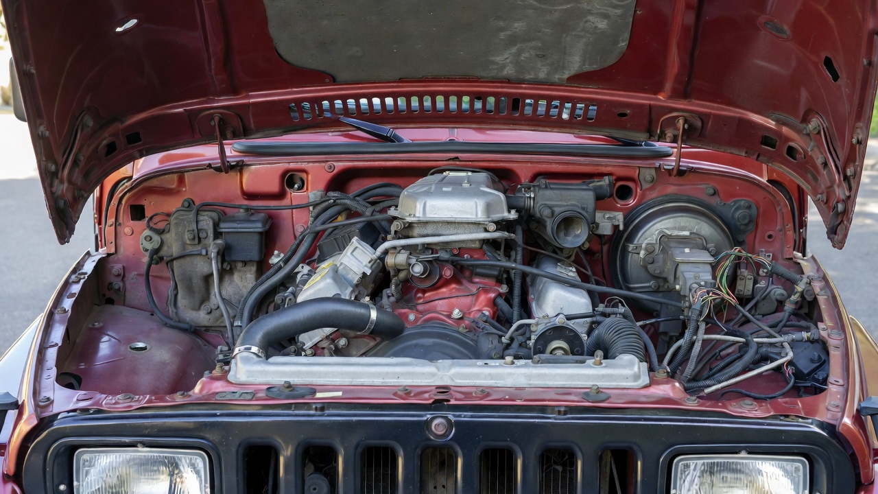 Jeep Wrangler YJ 4.0L inline-six engine under the hood