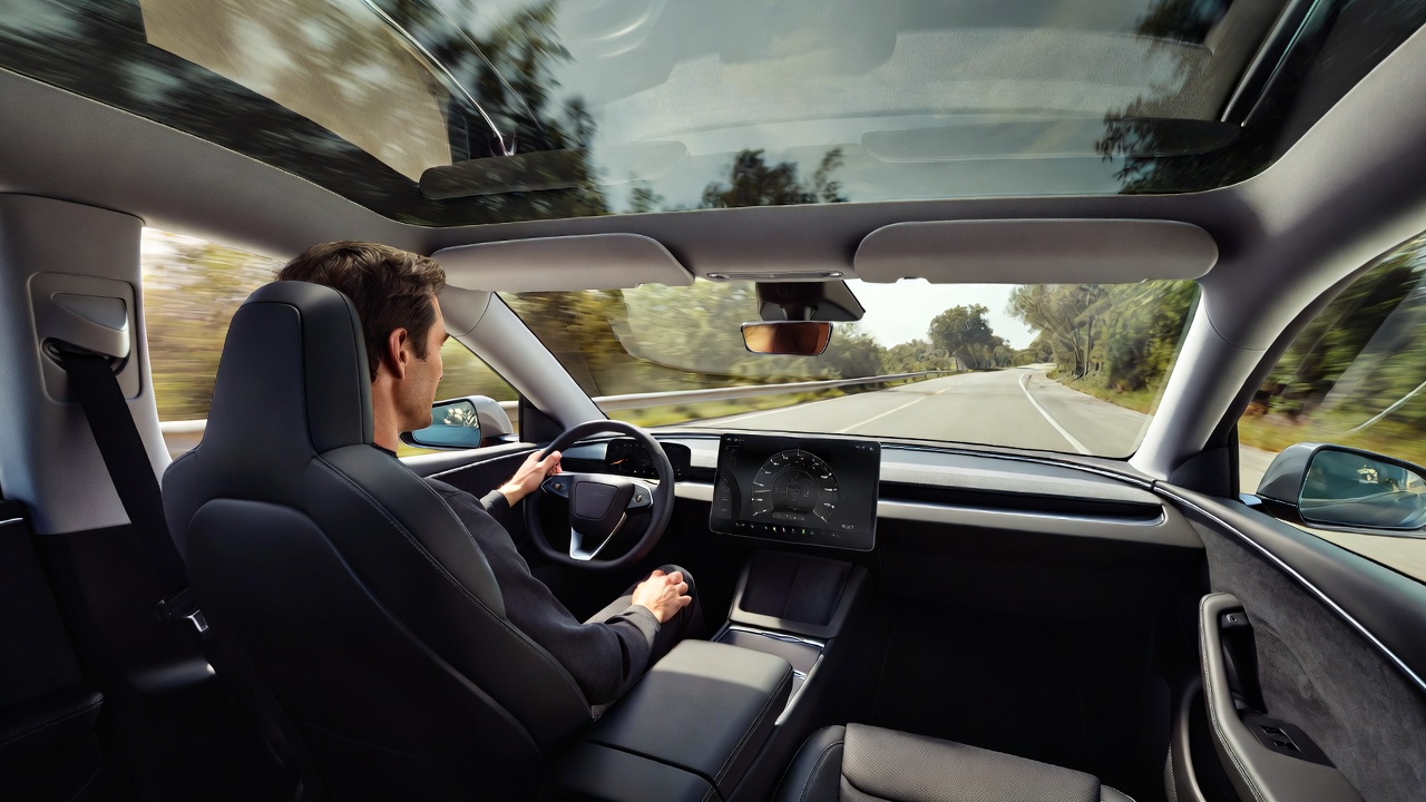 Peaceful cabin interior of Lucid Air Review during highway driving