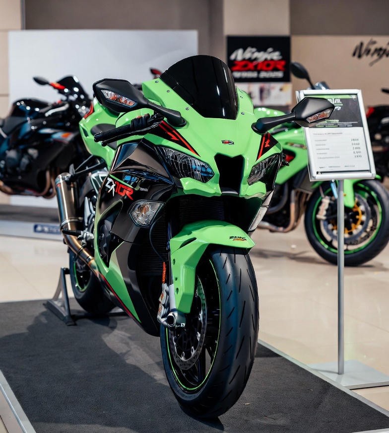 Kawasaki Ninja ZX10R 2025 displayed in showroom India