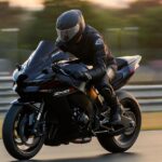 Kawasaki Ninja ZX10R 2025 racing on track at sunrise