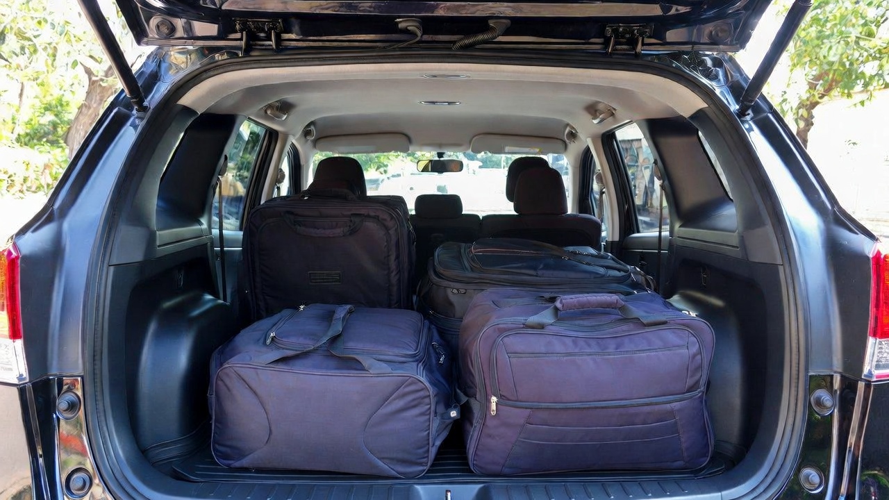 Nissan Gravite boot space with third row folded for luggage.