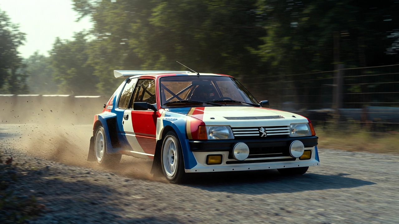 Peugeot 205 GTI motorsport heritage inspired by rally racing and Group B success.