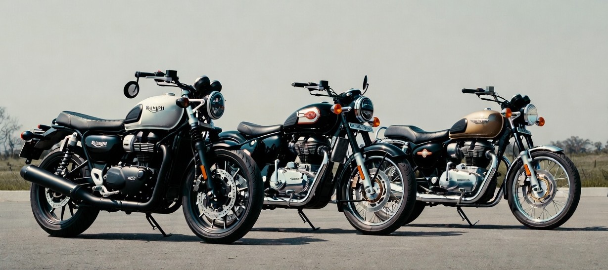 Triumph Speed 400 vs Royal Enfield Classic 350 vs Honda CB350 vs Jawa 42 comparison.